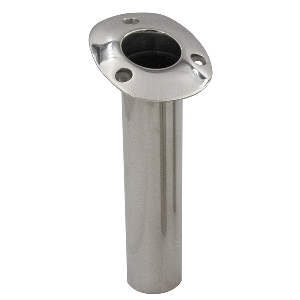 CE SMITH 70 SERIES STANDARD FLUSH MOUNT ROD HOLDER, 15 DEGREE, SS, CAST BOTTOM, BLACK LINER
