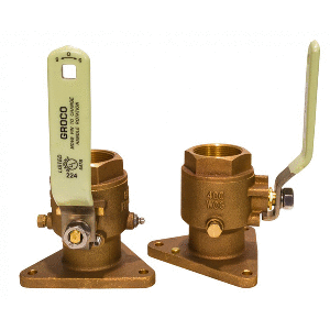 GROCO 2-1/2" BRONZE TRI-FLANGED BALL VALVE/SEACOCK