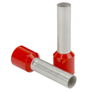 PACER RED 16 AWG WIRE FERRULE, 8MM LENGTH, 25 PACK
