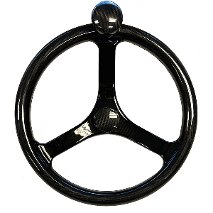 SCHMITT MARINE CARBON FIBER PRIMUS WHEEL W/KNOB 13.5" W/SANNTOPRENE FINGER GRIP 3/4" TAPERED SHAFT W/CF NUT