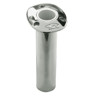 CE SMITH FLUSH MOUNT ROD HOLDER, 0 DEGREE & 9" DEPTH, SS, CAST BOTTOM, WHITE VINYL LINER