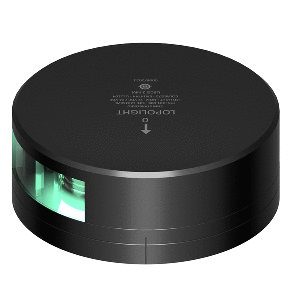LOPOLIGHT GREEN STARBOARD LIGHT, 2NM, BLACK HOUSING W/FB BASE