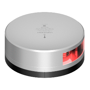 LOPOLIGHT RED PORT LIGHT, 2NM, SILVER HOUSING W/FB BASE