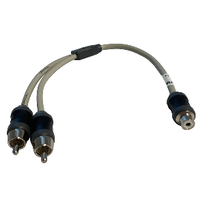 MARINE AUDIO ADAPTER RCA TWISTED PAIR Y ADAPTER, 1 FEMALE TO 2 MALE