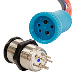 BLUEWATER 22MM PUSH BUTTON SWITCH, OFF/ON/ON CONTACT, BLUE/GREEN/RED LED, 4' LEAD