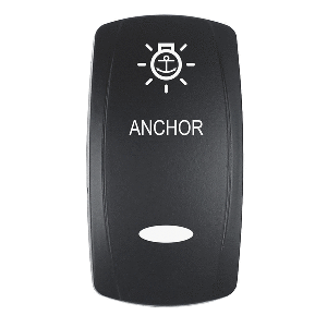 PACER ACTUATOR, 'ANCHOR' F/V SERIES CONTURA SWITCHES, BLACK, LASER ETCHED (TOP/BOTTOM LIGHT)