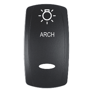 PACER ACTUATOR, 'ARCH' F/V SERIES CONTURA SWITCHES, BLACK, LASER ETCHED (TOP/BOTTOM LIGHT)