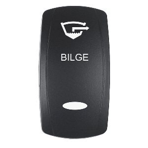 PACER ACTUATOR, 'BILGE' F/V SERIES CONTURA SWITCHES, BLACK, LASER ETCHED (TOP/BOTTOM LIGHT)
