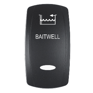 PACER ACTUATOR, 'BAITWELL' F/V SERIES CONTURA SWITCHES, BLACK, LASER ETCHED (TOP/BOTTOM LIGHT)