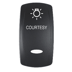 PACER ACTUATOR, 'COURTESY' F/V SERIES CONTURA SWITCHES, BLACK, LASER ETCHED (TOP/BOTTOM LIGHT)