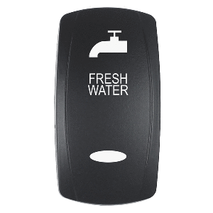 PACER ACTUATOR, 'FRESH WATER' F/V SERIES CONTURA SWITCHES, BLACK, LASER ETCHED (TOP/BOTTOM LIGHT)