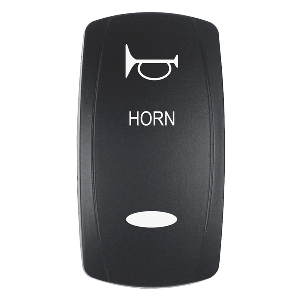 PACER ACTUATOR, 'HORN' F/V SERIES CONTURA SWITCHES, BLACK, LASER ETCHED (TOP/BOTTOM LIGHT)