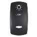 PACER ACTUATOR, 'LIGHT' F/V SERIES CONTURA SWITCHES, BLACK, LASER ETCHED (TOP/BOTTOM LIGHT)