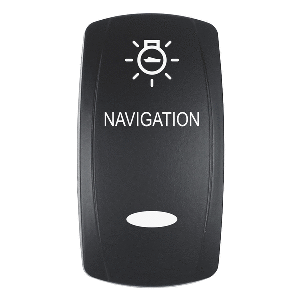 PACER ACTUATOR, 'NAVIGATION' F/V SERIES CONTURA SWITCHES, BLACK, LASER ETCHED (TOP/BOTTOM LIGHT)