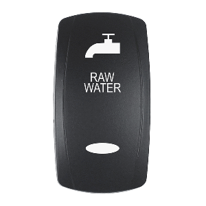 PACER ACTUATOR, 'RAW WATER' F/V SERIES CONTURA SWITCHES, BLACK, LASER ETCHED (TOP/BOTTOM LIGHT)