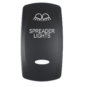 PACER ACTUATOR, 'SPREADER LIGHTS' F/V SERIES CONTURA SWITCHES, BLACK, LASER ETCHED (TOP/BOTTOM LIGHT)