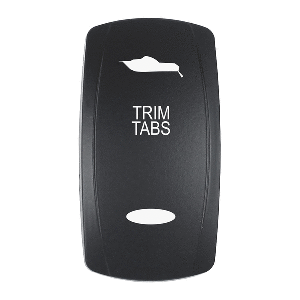 PACER ACTUATOR, 'TRIM TABS' F/V SERIES CONTURA SWITCHES, BLACK, LASER ETCHED (TOP/BOTTOM LIGHT)