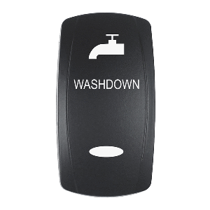 PACER ACTUATOR, 'WASHDOWN' F/V SERIES CONTURA SWITCHES, BLACK, LASER ETCHED (TOP/BOTTOM LIGHT)