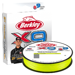 BERKLEY X9 FLAME GREEN BRAID, 8LB, 164 YDS, X9BFS8-GG