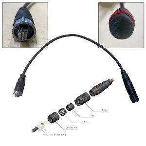 FURUNO RJ45 TO HUB102 CABLE 0.5M WATERPROOF RJ45 (M) TO RJ45 ADAPTER