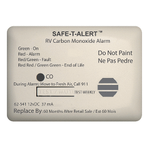 SAFE-T-ALERT 62 SERIES CARBON MONOXIDE ALARM, 12V, RV SURFACE MOUNT, WHITE