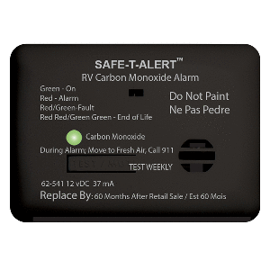 SAFE-T-ALERT 62 SERIES CARBON MONOXIDE ALARM, 12V, RV SURFACE MOUNT, BLACK