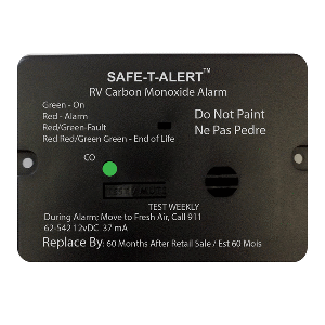 SAFE-T-ALERT 62 SERIES CARBON MONOXIDE ALARM, 12V, RV FLUSH MOUNT, BLACK