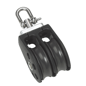 BARTON MARINE SIZE 3 45MM PLAIN BEARING PULLEY BLOCK DOUBLE W/SWIVEL