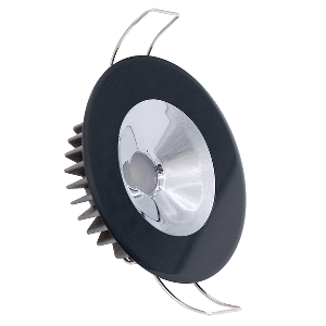 LUMITEC ILLUSION FLUSH MOUNT LED DOWN LIGHT, WHITE, NON-DIMMING, BLACK HOUSING, CHROME REFLECTOR