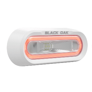 BLACK OAK LOW PRO OFF ROAD SPREADER LIGHT, BRACKET MOUNT, WHITE HOUSING, RED LED