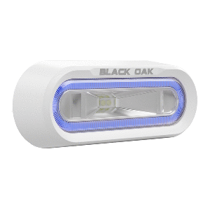 BLACK OAK LOW PRO OFF ROAD SPREADER LIGHT, BRACKET MOUNT, WHITE HOUSING, BLUE LED