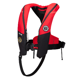 MUSTANG ATLAS 190 DLX OPEN OCEAN INFLATABLE PFD, RED/BLACK