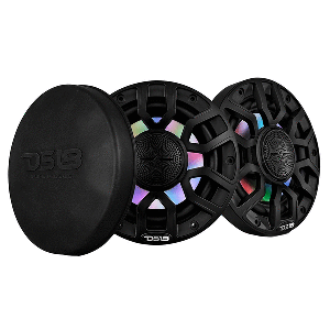 DS18 6.5" 2-WAY COAXIAL MARINE SPEAKERS W/DIGITAL LED LIGHTS & BULLET TWEETER, BLACK, 150W, 4-OHM