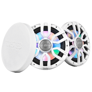 DS18 8" 2-WAY COAXIAL MARINE SPEAKERS W/DIGITAL LED LIGHTS & BULLET TWEETER, WHITE, 175W, 4-OHM