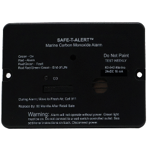 SAFE-T-ALERT 62 SERIES MARINE CARBON MONOXIDE ALARM, 24V FLUSH MOUNT, BLACK