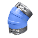 TRIDENT MARINE ID 45 DEGREE BLUE SILICONE MOLDED WET EXHAUST ELBOW W/4 T-BOLT CLAMPS