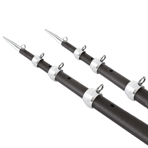 TIGRESS 15' XD 3K CARBON FIBER TELESCOPING OUTRIGGER POLES, MATTE BLACK/SILVER, PAIR