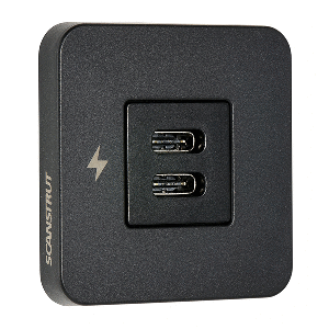 SCANSTRUT TILE USB-C INTERIOR CHARGING SOCKET, 12/24V, BLACK BEZEL