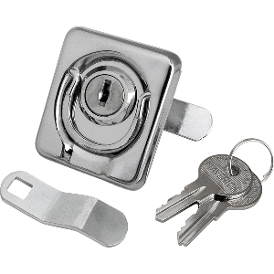SEA DOG SURFACE MOUNT LOCKING RING PULL, STAMPED 304 STAINLESS STEEL/DIE CAST ZINC LOCK