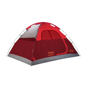 COLEMAN 4-PERSON FLATWOODS II LIGHTWEIGHT DOME CAMPING TENT, RED