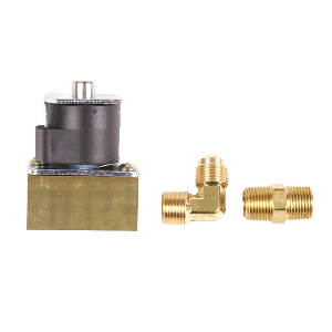 TRIDENT MARINE 12VDC LOW-PRESSURE BRASS SOLENOID SHUT-OFF VALVE 3/8" FEMALE PORTS & 2 BRASS CONNECTION FITTINGS