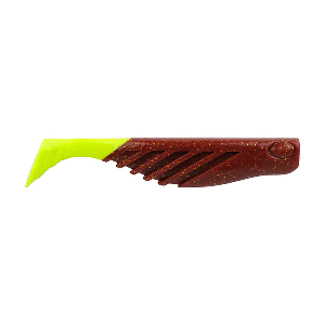 BERKLEY GULP! SALTWATER RIPPLE MULLET, 3", ROOT BEER GOLD/CHARTREUSE GSRM3-RBGC