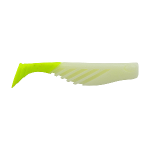 BERKLEY GULP! SALTWATER RIPPLE MULLET, 4", GLOW/CHARTREUSE GSRM4-GC