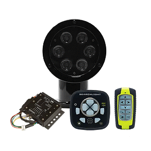 ACR RCL-50 LED BLACK SEARCHLIGHT W/URP-103 WIRED POINT PAD, URC-104 MASTER CONTROLLER & URC-103 WIRELESS HANDHELD REMOTE