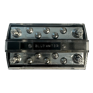 BLUEWATER 10 POSITION 150AMP 1/4" BUSBAR W/COVER