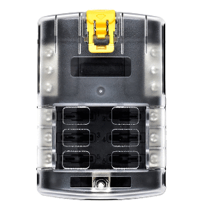 BLUEWATER 6 POSITION FUSE BLOCK ATC W/YELLOW SLIDE