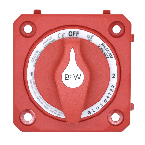 BLUEWATER OFF/1/2/BOTH BATTERY SWITCH, PANEL MOUNT, RED