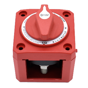 BLUEWATER OFF/1/2/BOTH BATTERY SWITCH, SURFACE MOUNT, RED