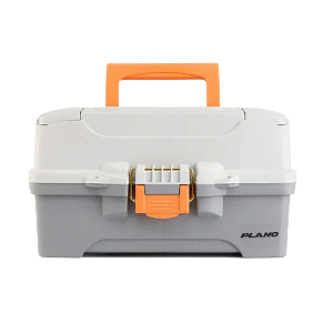PLANO TWO-TRAY TACKLE BOX, LIGHT GREY/DARK GREY