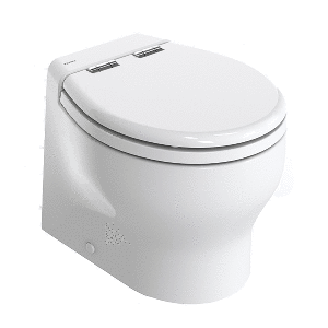 THETFORD SILENCE 2G W/WOOD POLYESTER SOFT CLOSE SEAT & STANDARD SOLENOID, SHORT, WHITE, 24V